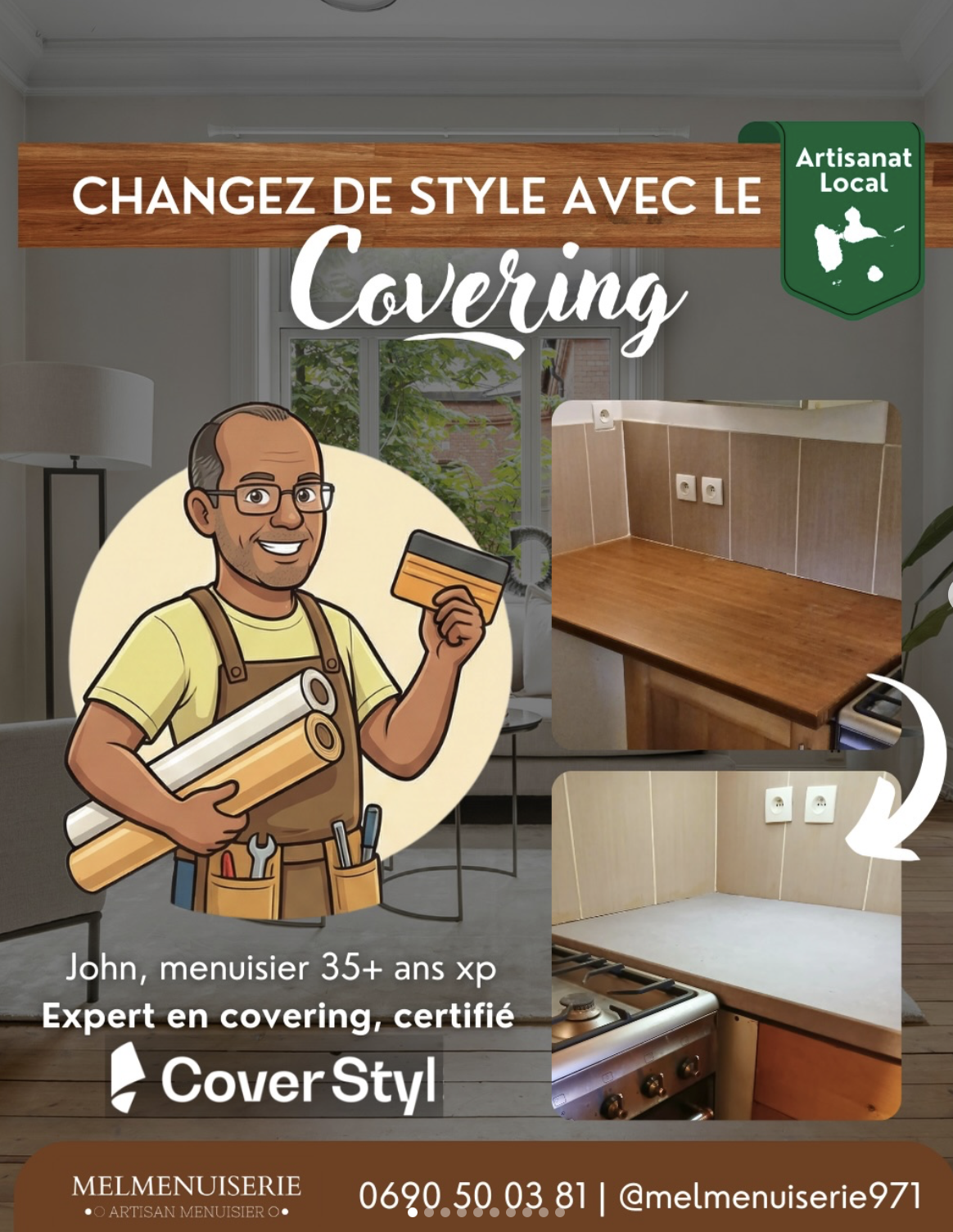 John, artisan menuisier spécialiste covering en Guadeloupe